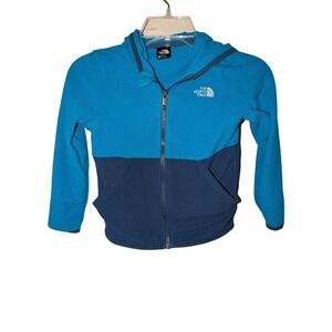 The North Face Kids Glacier Full Zip Fleece Hoodie Cyan Navy Blue Colorblock 6T